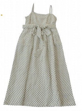 春夏新微瑕欧美女士露背麻混纺波点吊带连衣裙 修身套头中长裙C12