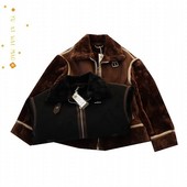 皮毛一体拼接夹克 休闲拉链开衫 春秋新款 女翻领长袖 外套D15