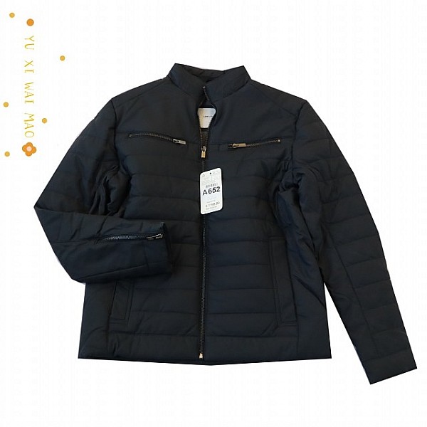 立领加厚夹棉PU皮夹克 拉链外套