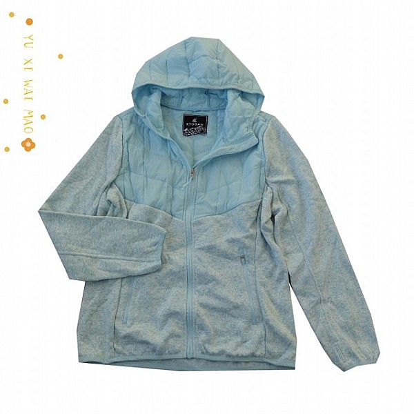 连帽户外针织拼接长袖薄棉运动衫