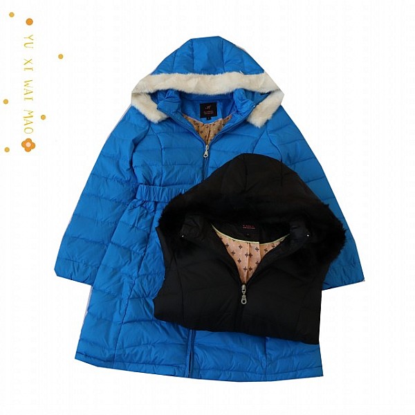 冬季新款女士连帽长袖保暖羽绒服  时尚中长款修身羽绒外套B12