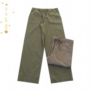 春季新欧美女士松紧腰系绳微水洗做旧直筒裤 高腰纯色休闲长裤B11