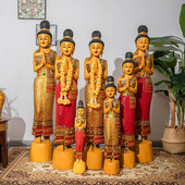 软装 泰国迎宾摆件店铺门童佛像装 饰东南亚风泰式 傣族人偶仕女雕像