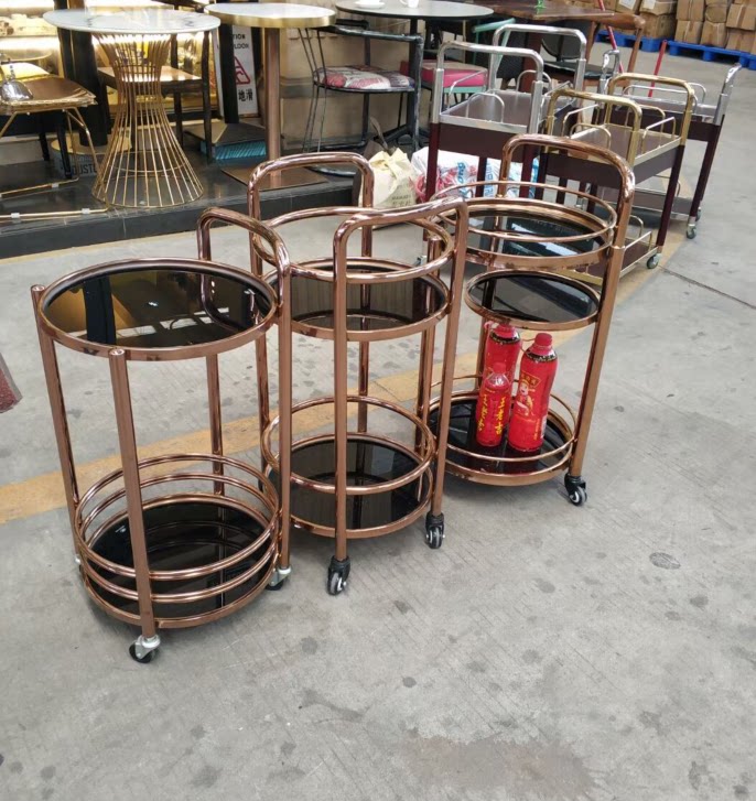 不锈钢餐车实木酒水车移动茶水车商用餐厅酒店推车玻璃酒吧服务车