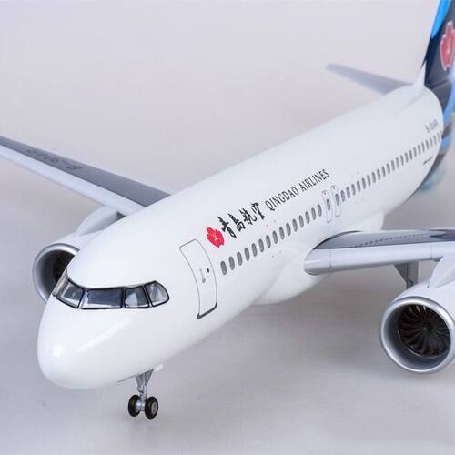 仿真飞机模型空客A320青岛航空拼装客机带轮带灯静态航模山东B737