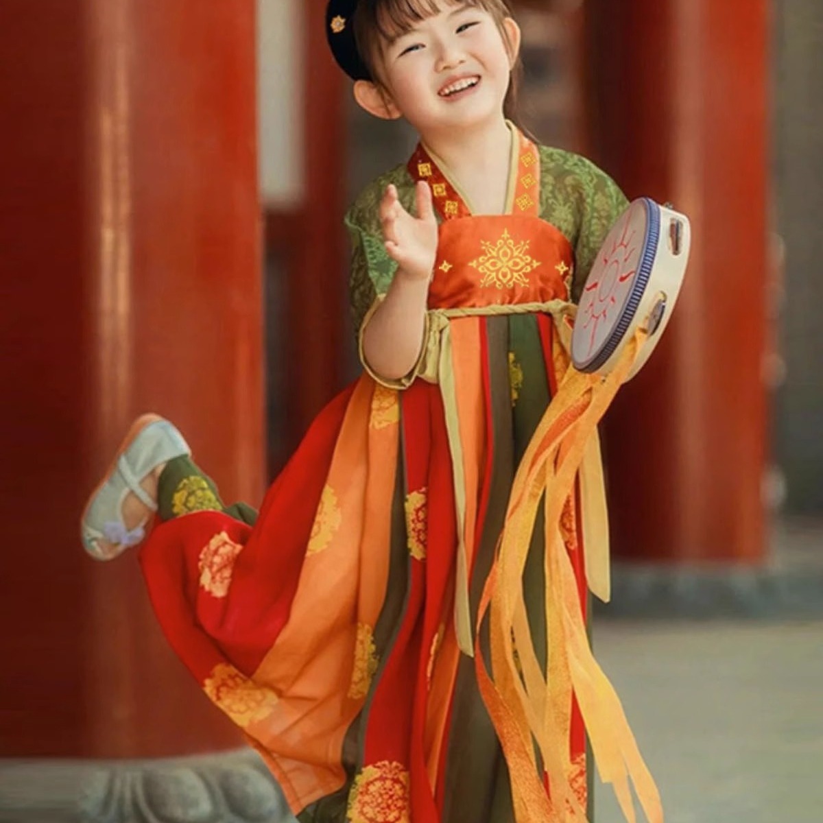 女童汉服夏款2025新款短袖超仙连衣裙敦煌古风唐装长袖中国风女宝