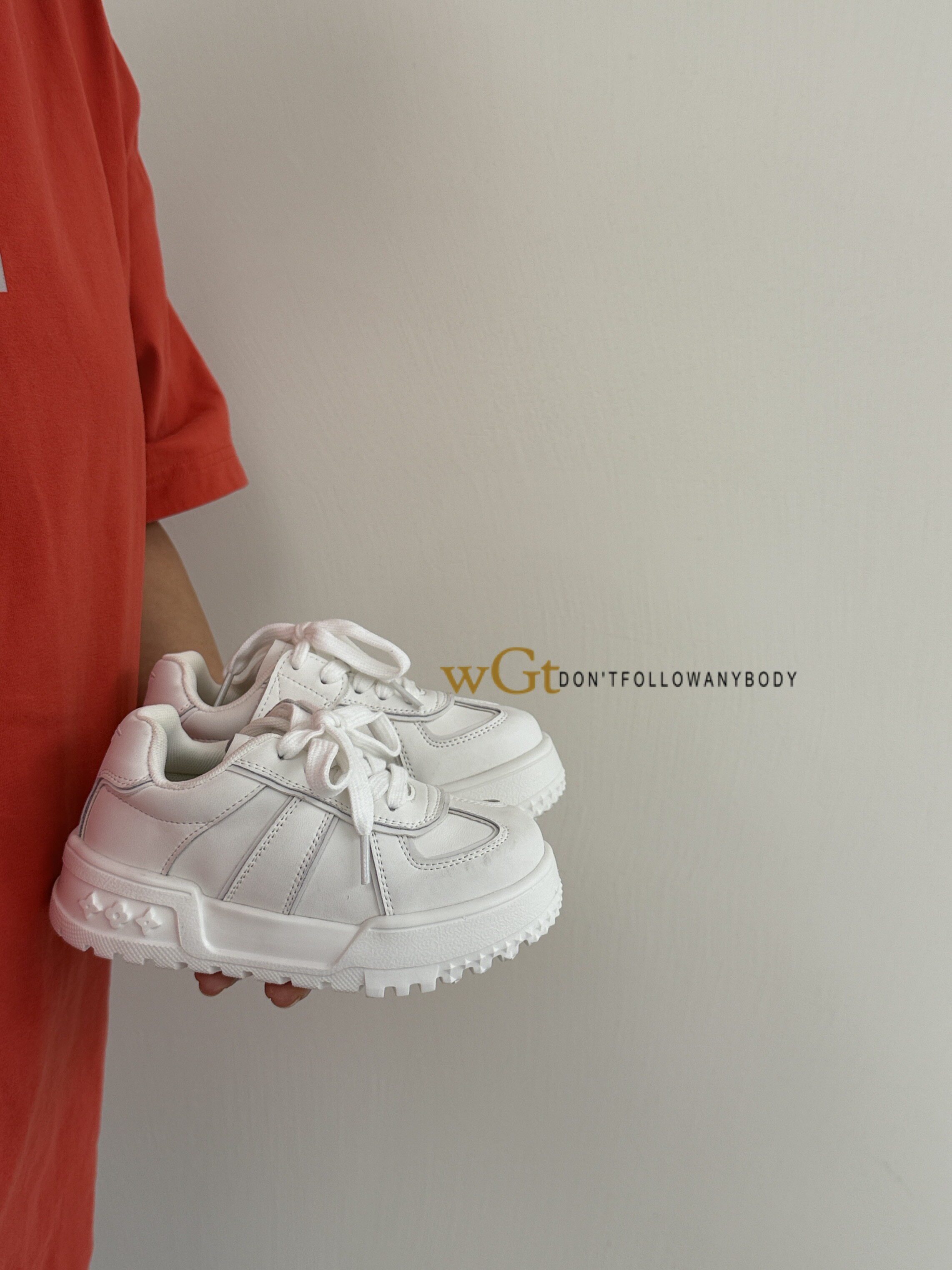 2025秋款韩版童鞋潮牌WGT中大男女童魔术贴白色小胖丁滑板运动鞋