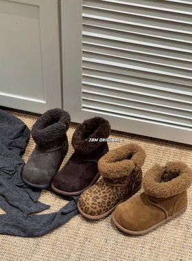 2025冬韩版童鞋潮牌JBM中大男女童加绒保暖羊羔毛百搭雪地靴棉鞋