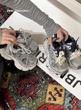 2026春新款韩版童鞋潮牌JBM中大男女童魔术贴复古百搭运动老爹鞋