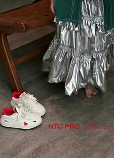 2025春新款韩版童鞋潮牌NTC中大男女童牛皮魔术贴白色滑板运动鞋