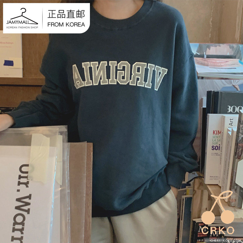 韩国直邮cherrykoko套头字母圆领卫衣女新款2020年秋季宽松韩版