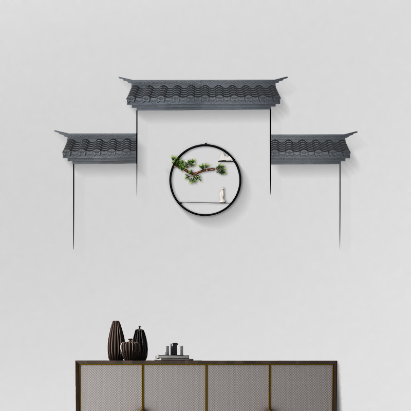 梦古大号免打孔飞檐新中式壁饰背景墙仿古装饰挂件徽派马头墙墙饰