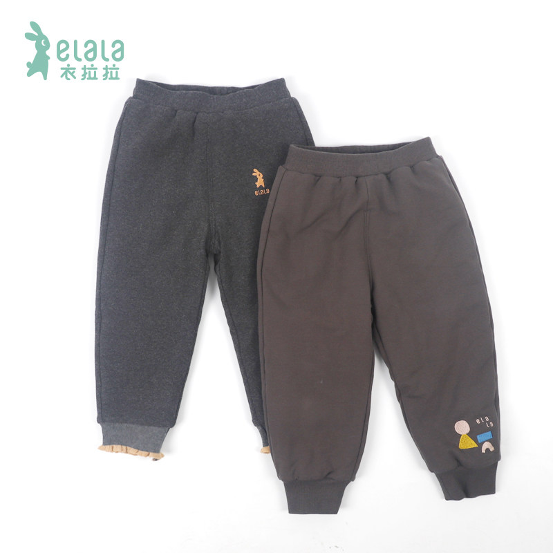 衣拉拉2021冬款儿童加厚夹棉保暖长裤1-10岁男童女童冬天休闲裤子