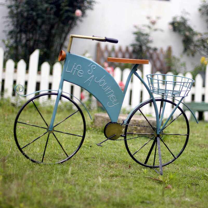 户外欧式铁艺自行车花架子创意庭院落地阳台橱窗装饰家居单车摆件