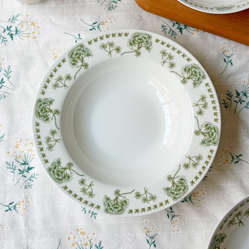 复古骨瓷菜盘深汤盘陶瓷盘可微波