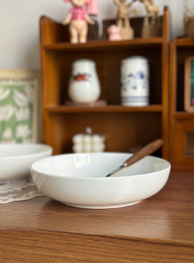 北府 纯白唐山骨瓷深窝盘深菜盘深汤盘加高大容量面碗可微波餐具