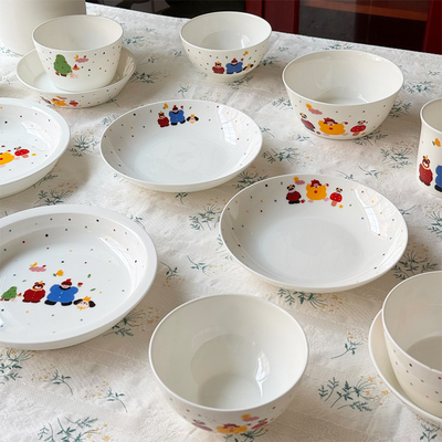 北府 happy系列骨瓷盘碗米饭碗面碗餐盘浅碟可微波儿童餐具