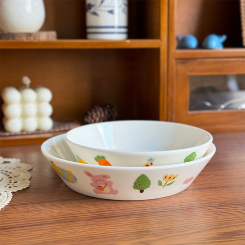 骨瓷碟可爱图案儿童餐具可微波