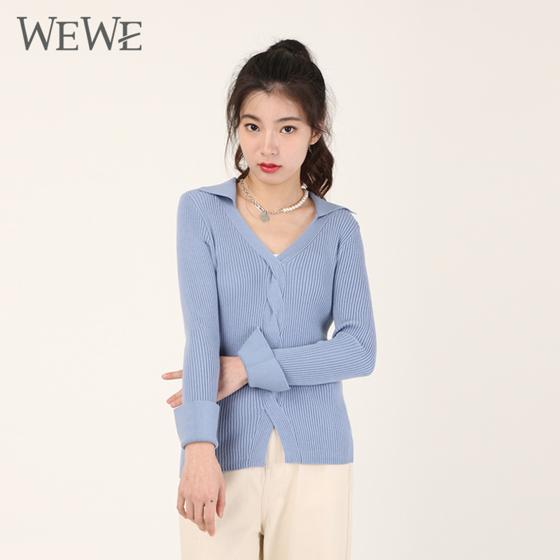 WEWE唯唯套头V领修身显瘦新品