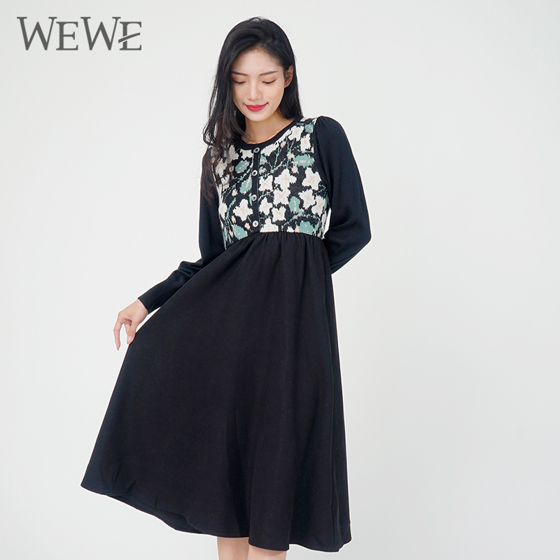 WEWE唯唯气质公主裙优雅花卉