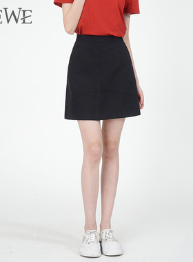 WEWE/唯唯夏季新品女装青春减龄高腰显瘦A字半身裙简约通勤
