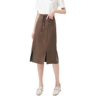 WEWE/唯唯秋季新款女装半身裙高腰时尚修身中长款一步裙