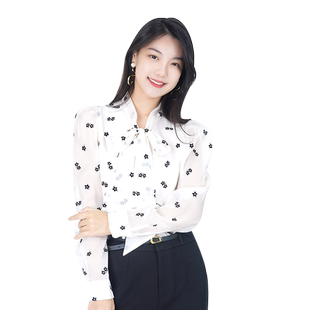 WEWE唯唯春秋新品女装气质时尚印花女士衬衫OL通勤风甜美优雅