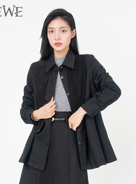 WEWE唯唯冬季直筒女装休闲复古时尚加绒衬衫外套通勤百搭