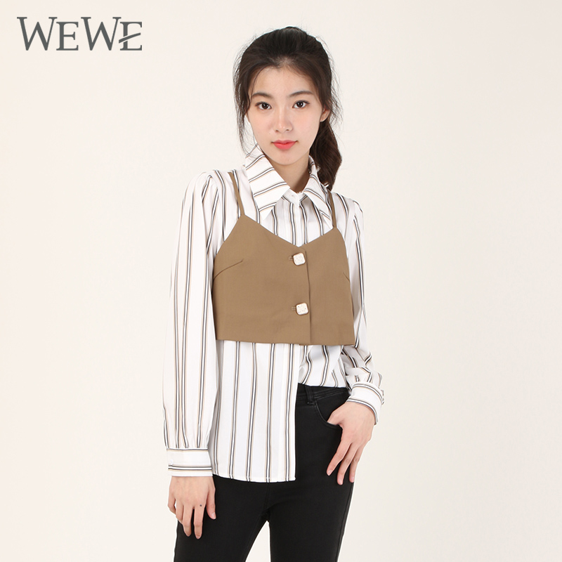 WEWE唯唯直筒休闲单排扣长袖