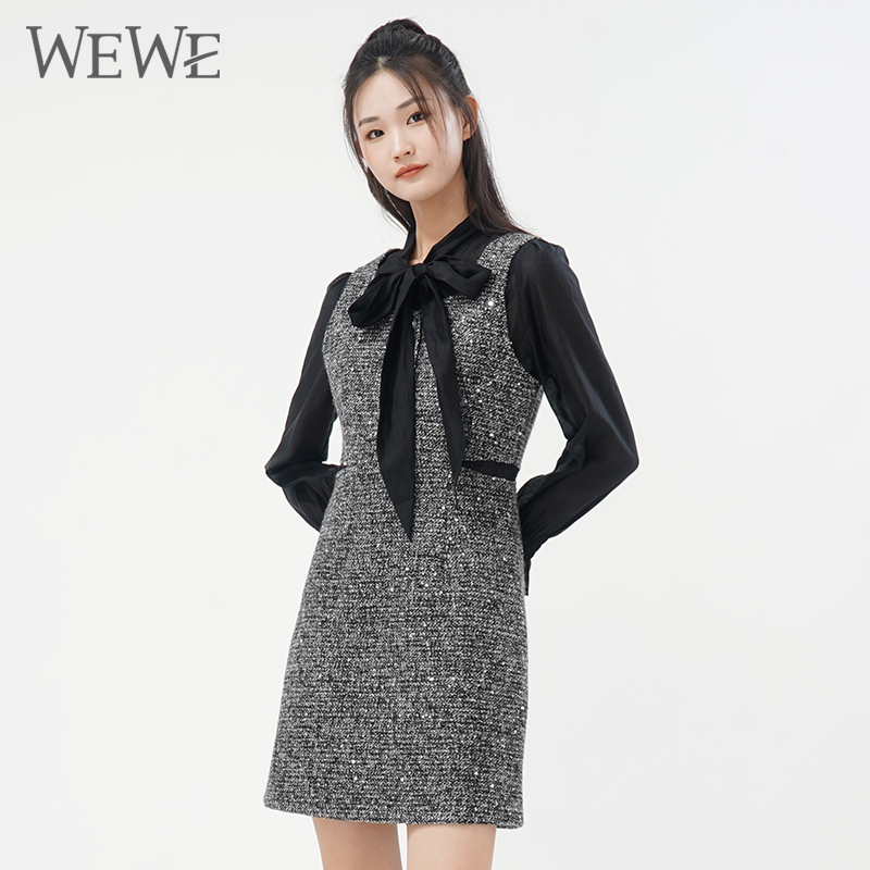 WEWE秋季A字裙连衣裙套装