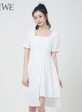 WEWE唯唯夏季新品女装简约大气清纯时尚女士连衣裙温柔优雅
