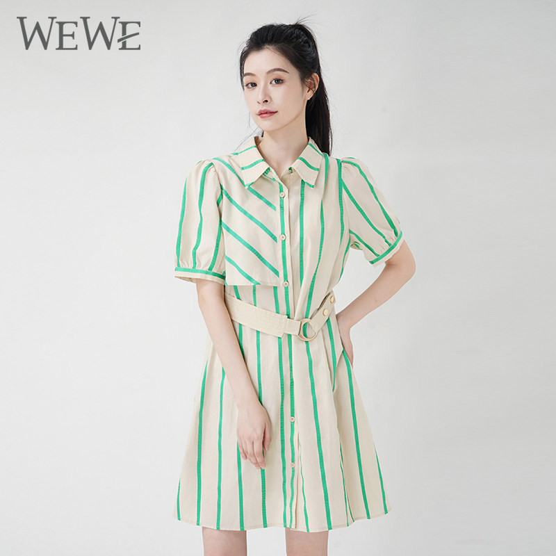 WEWE唯唯休闲衬衫裙减龄英伦风