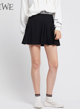 WEWE唯唯春季新款女装韩版宽松高腰短裙女百褶裙减龄休闲百搭