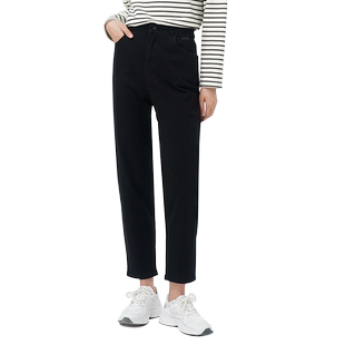 WEWE/唯唯春秋新品高腰休闲简约时尚显瘦女士牛仔裤