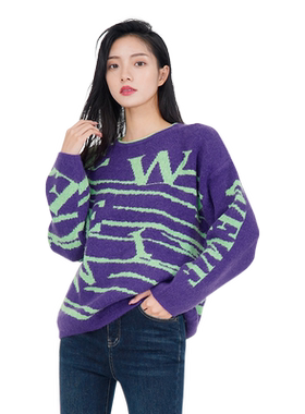 WEWE唯唯套头圆领不规则条纹