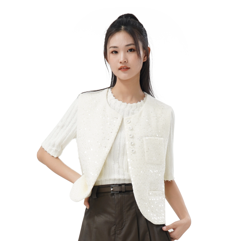 WEWE秋季短款亮片短外套