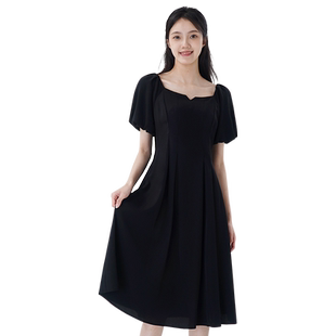 WEWE/唯唯夏季新品女装简洁大方气质优雅时尚通勤连衣裙收腰