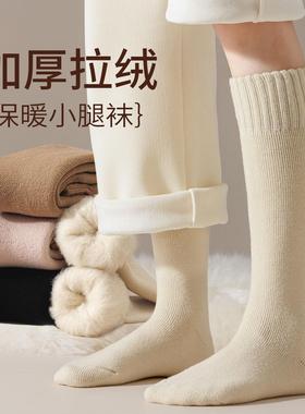 WEWE/唯唯女秋冬拉绒袜长筒保暖加绒加厚冬天保暖女士睡眠小腿袜
