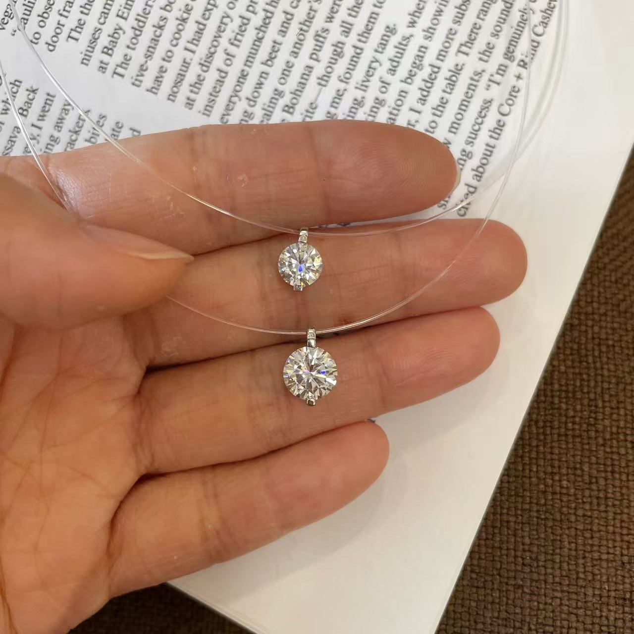 莫桑钻人鱼之泪纯银项链女