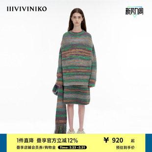 女M343733638E 宽松多巴胺针织套头衫 IIIVIVINIKO 羊驼羊毛混纺