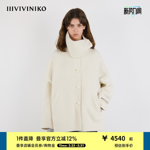 IIIVIVINIKO2025冬新款 毛呢大衣女M549013116D 时髦可调立领短款