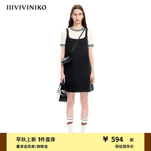简约学院风无袖 IIIVIVINIKO春夏新品 宽松吊带连衣裙女M310622102A