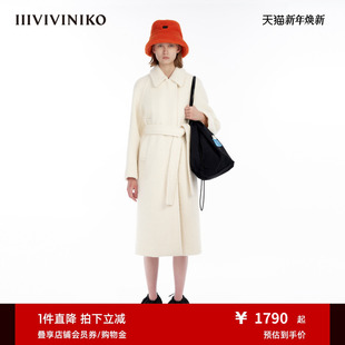 IIIVIVINIKO H型长毛呢大衣外套女M349009187F 羊毛羊驼毛混纺