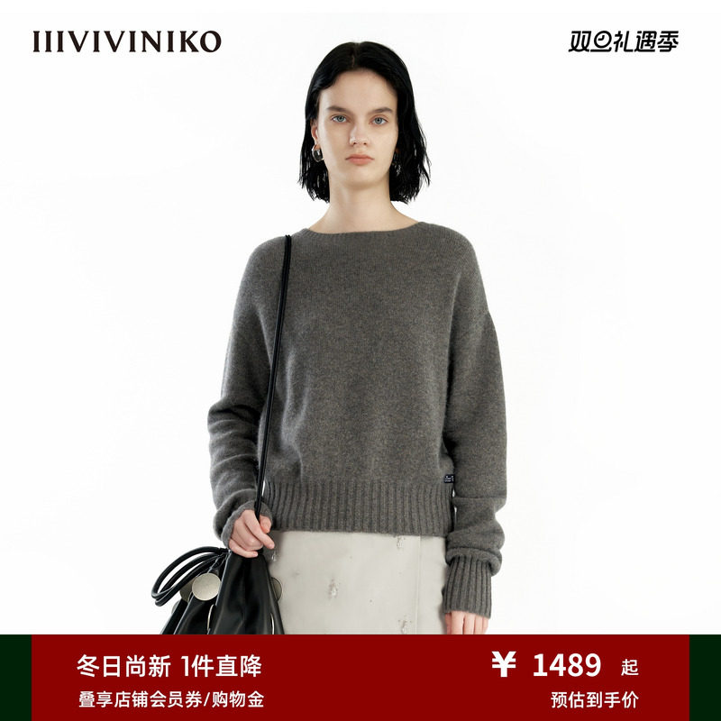 【100%山羊绒】IIIVIVINIKO冬季新款短款针织打底套头衫女