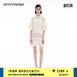 镂空针织连衣裙女M421110626D A型插肩袖 IIIVIVINIKO夏季 新款