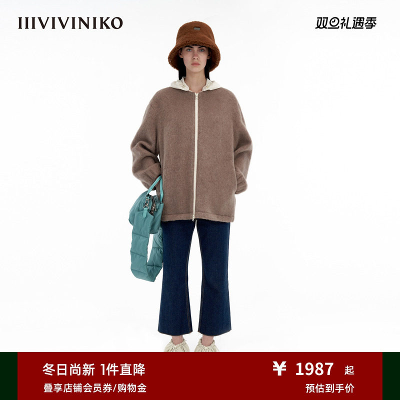IIIVIVINIKO混色毛呢外套