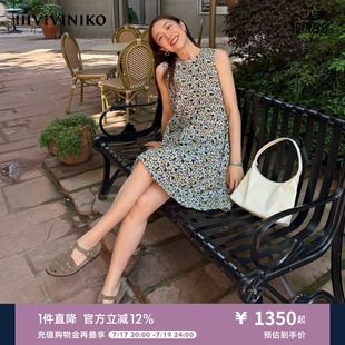 IIIVIVINIKO2026夏季新款清新碎花无袖A字连衣裙女M620619073E