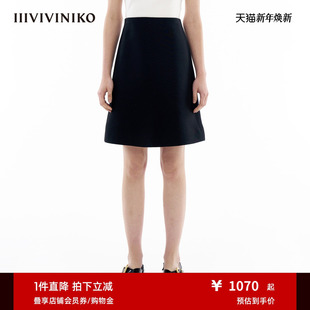 IIIVIVINIKO春季 丝毛双面缎简约A型半身短裙女M414828151B 新款
