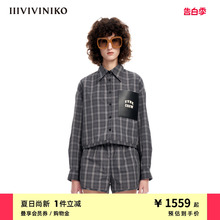 IIIVIVINIKO“意大利LIMONTA色织”暗格纹截短衬衫女M310405126B