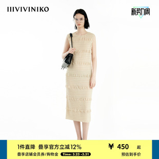 泡泡纱直筒连衣裙女R420688176D IIIVIVINIKO夏季 重工压褶